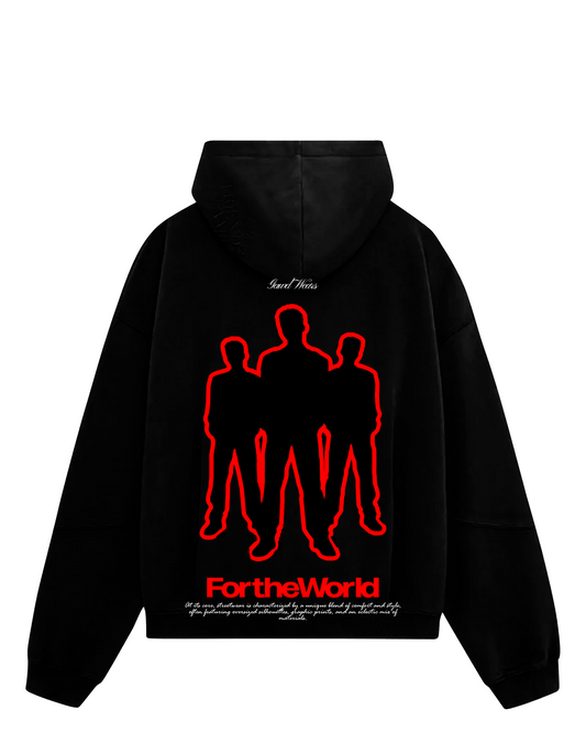 OVERSIZED "FOR THE WORLD" NIGHT BLACK HOODIE